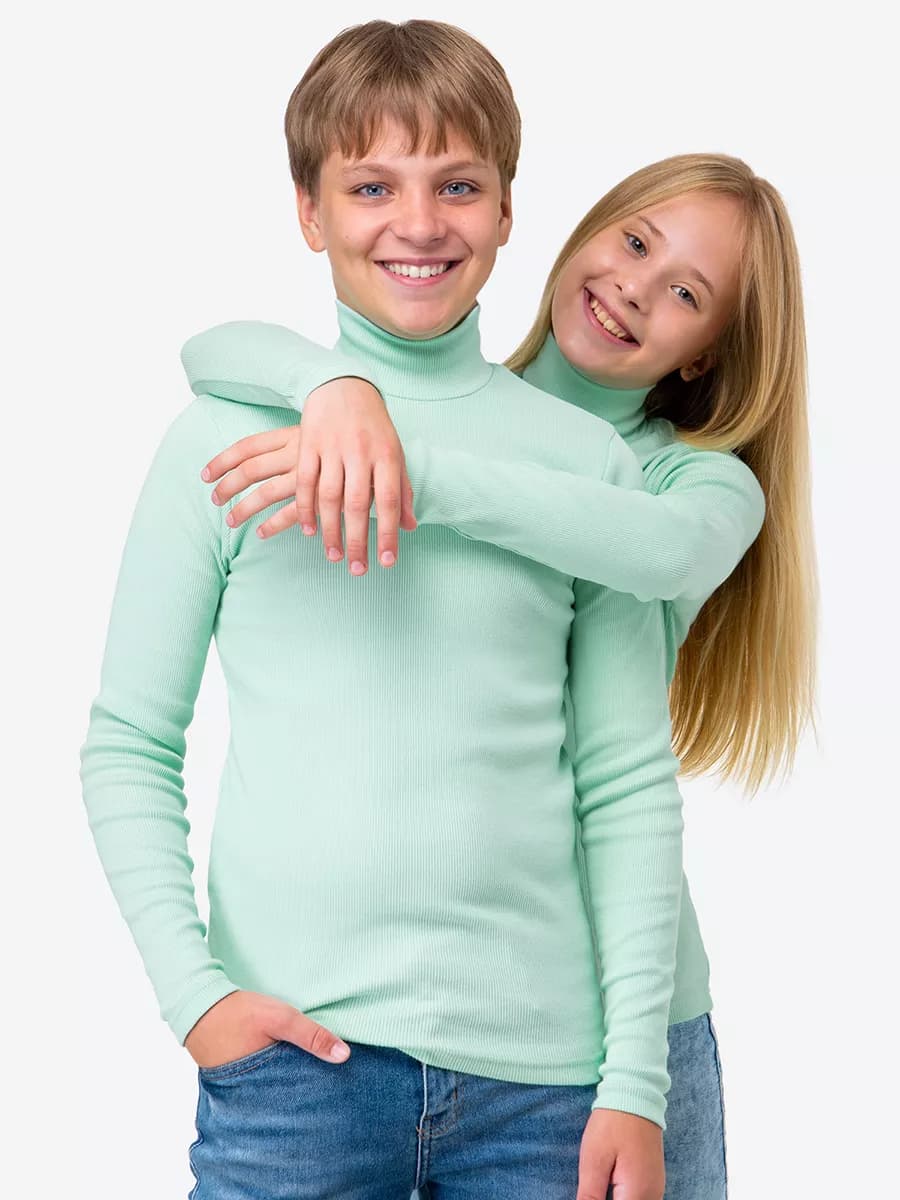 Водолазка детская в рубчик базовая школьная - фото 1