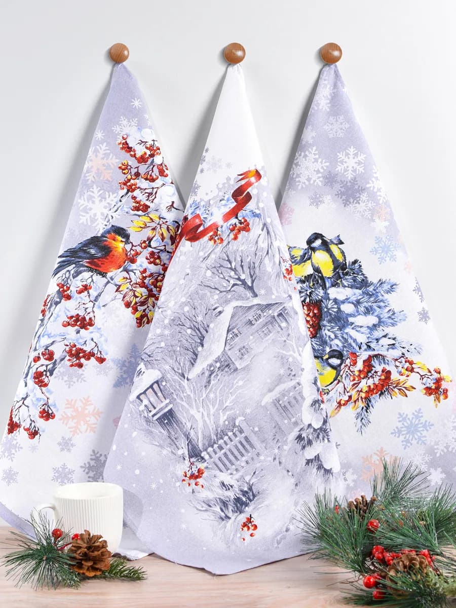 Полотенца кухонные набор 3 шт 60х47 см рогожка