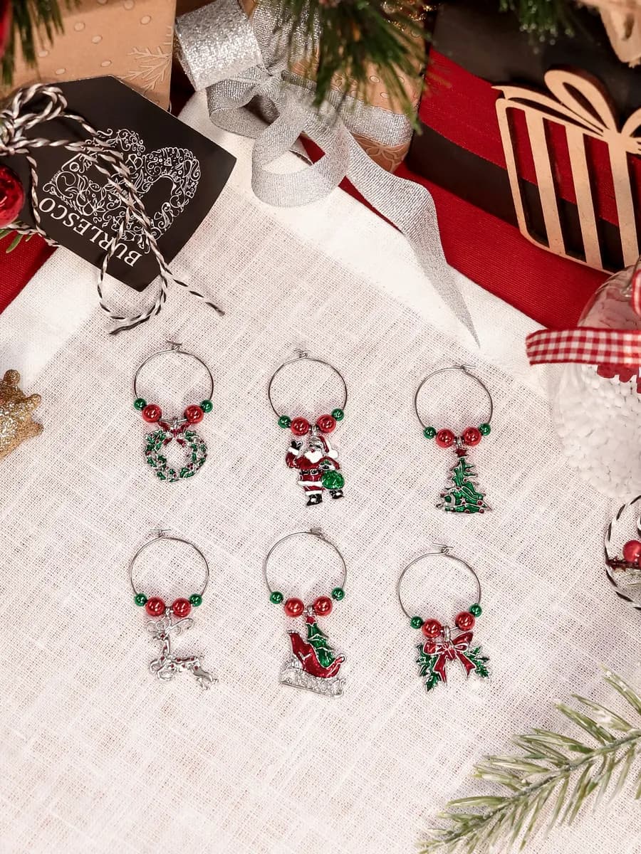 Аксессуары для коктейлей, маркеры для бокалов новогодние