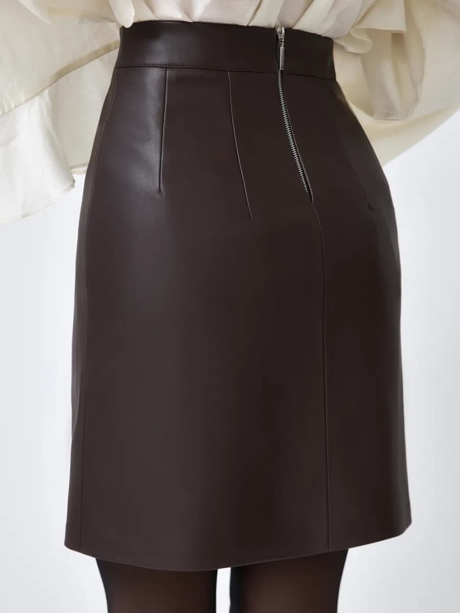 Кожаная юбка мини