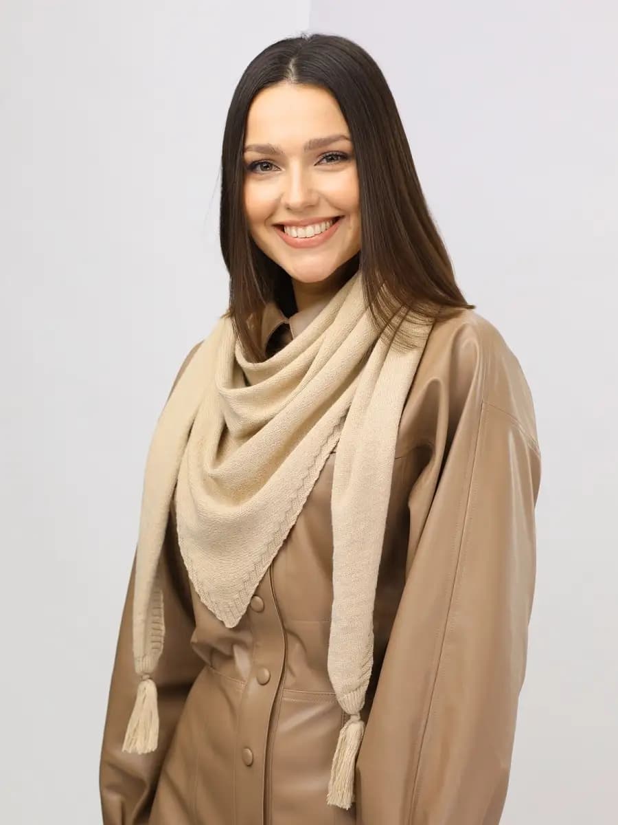 Платок теплый, косынка вязаная, шарф на голову