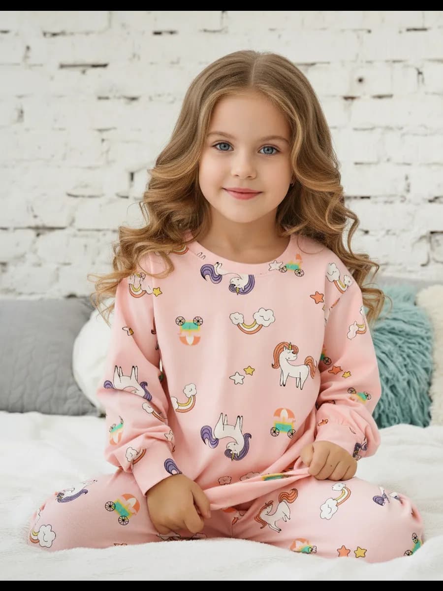 Пижама для девочки со штанами с единорогом