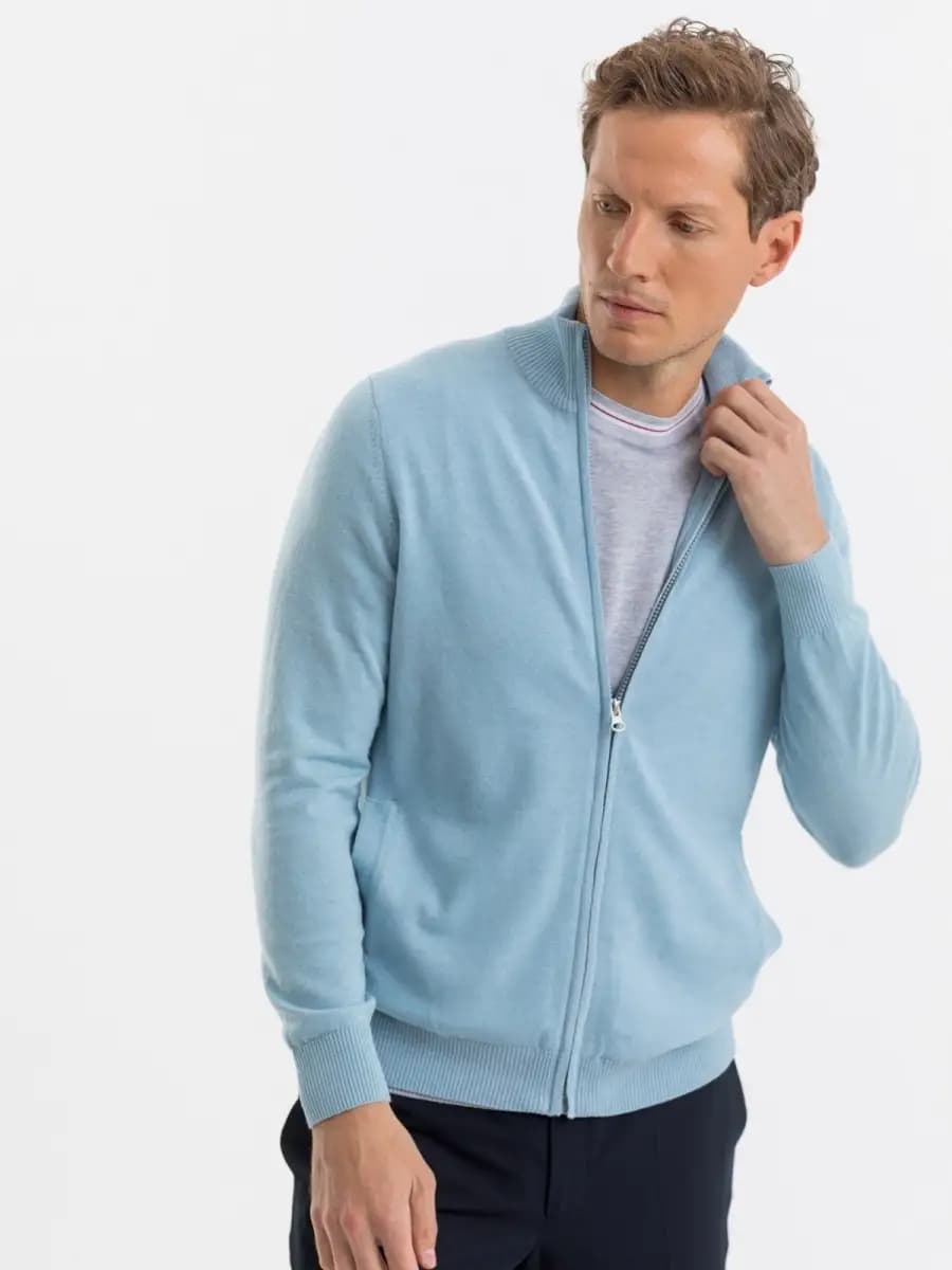 Джемпер мужской вязаный на молнии Кардиган с горлом