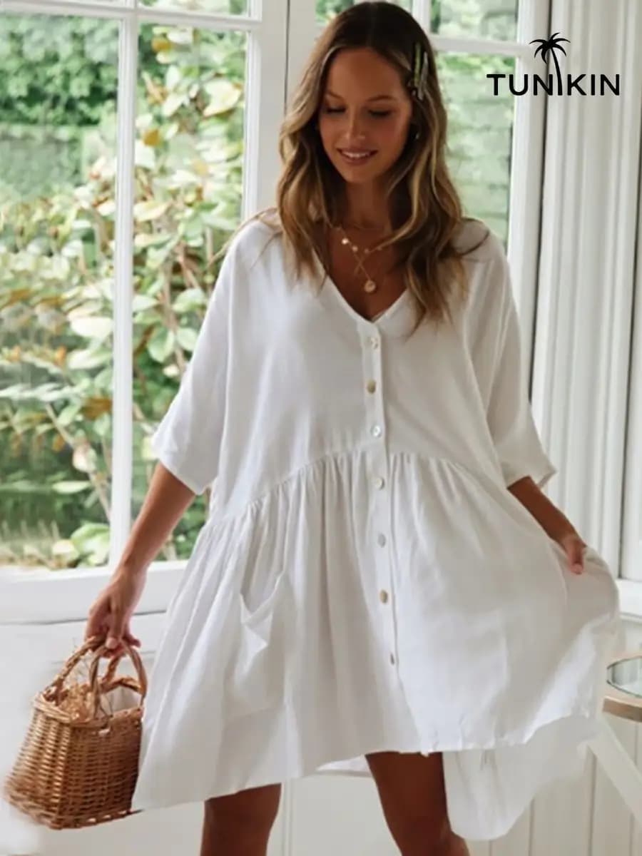 Пляжная туника рубашка на купальник