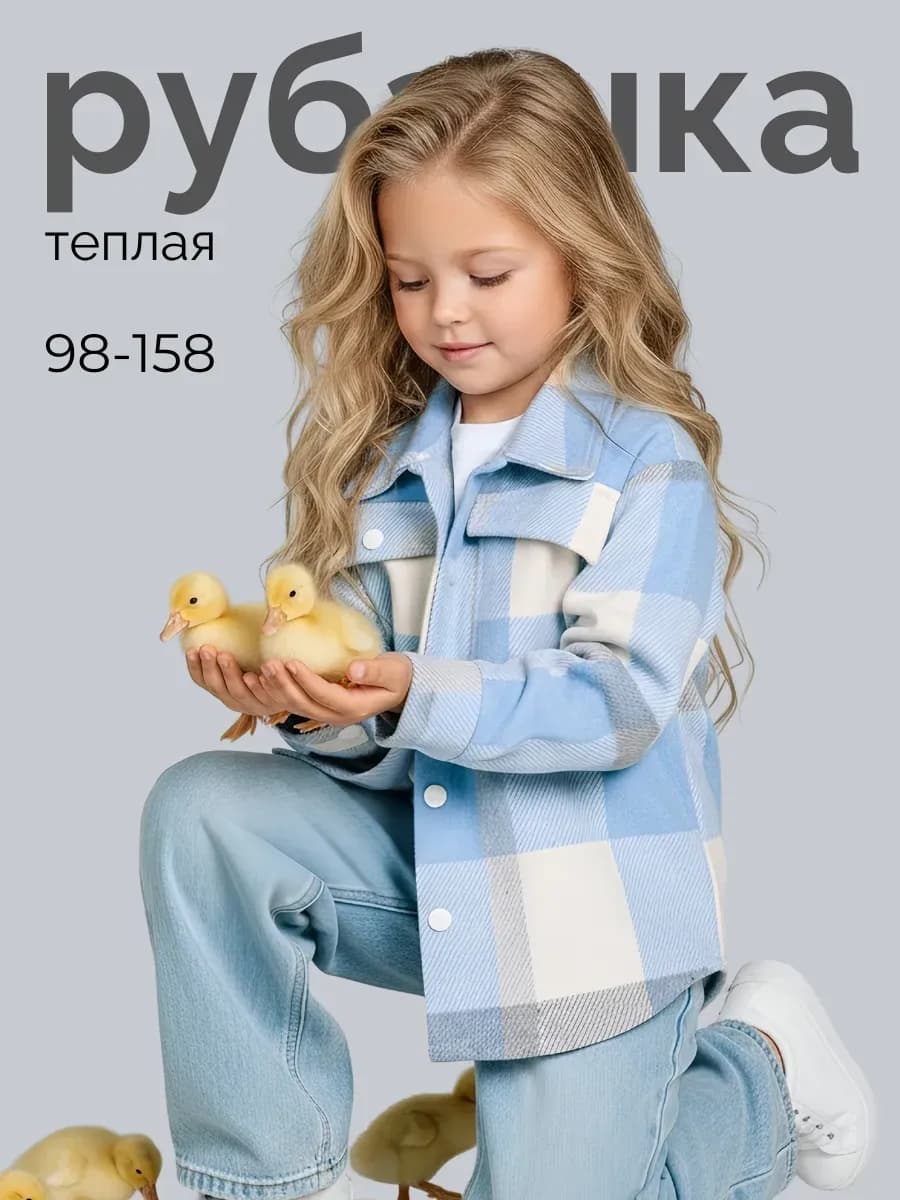 Рубашка теплая в клетку оверсайз