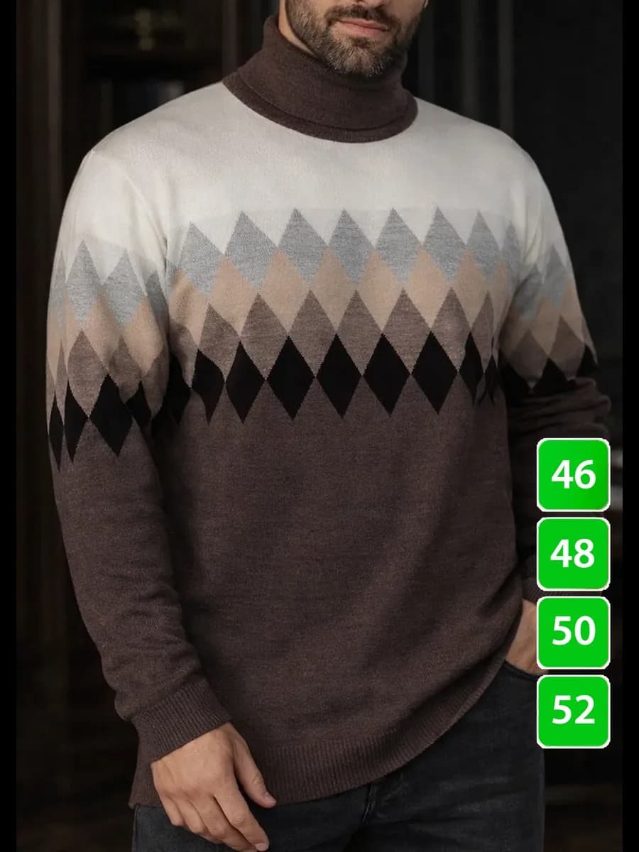 Свитер с горлом вязаный шерстяной - фото 1