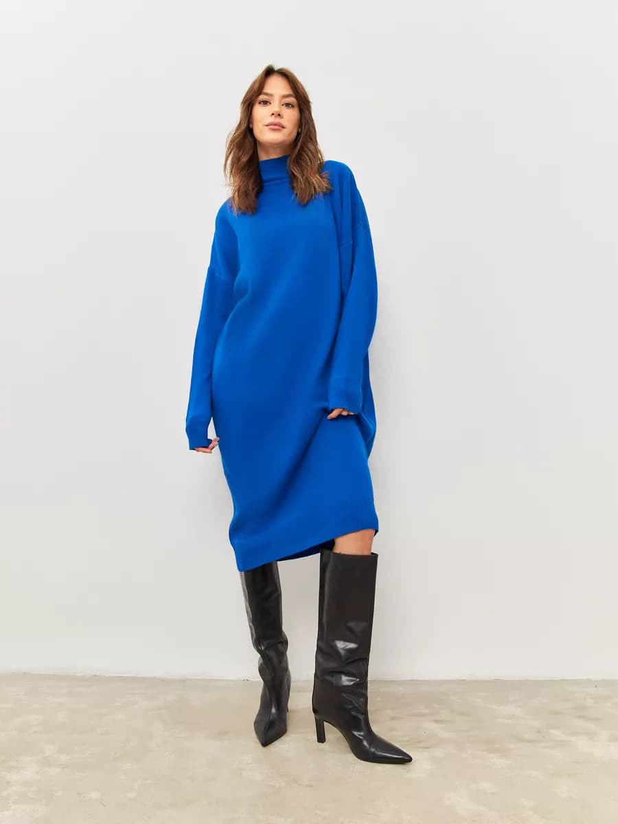 Вязаное платье свитер осеннее