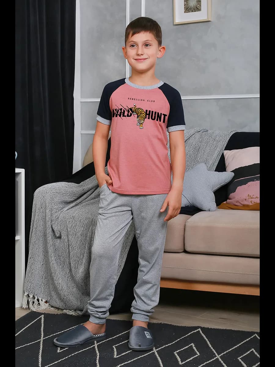 Пижама для мальчика со штанами и футболкой костюм домашний