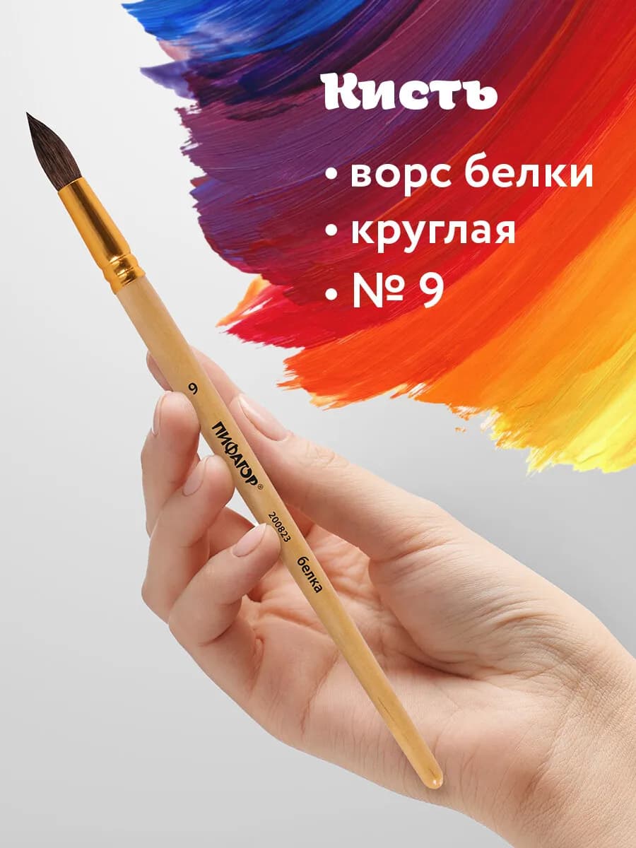 Кисть для рисования, белка, круглая