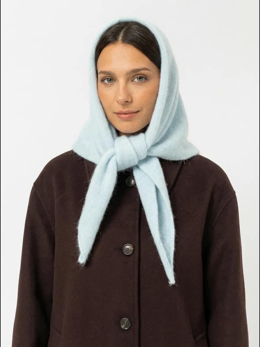 Платок на голову косынка вязаная из ангоры палантин