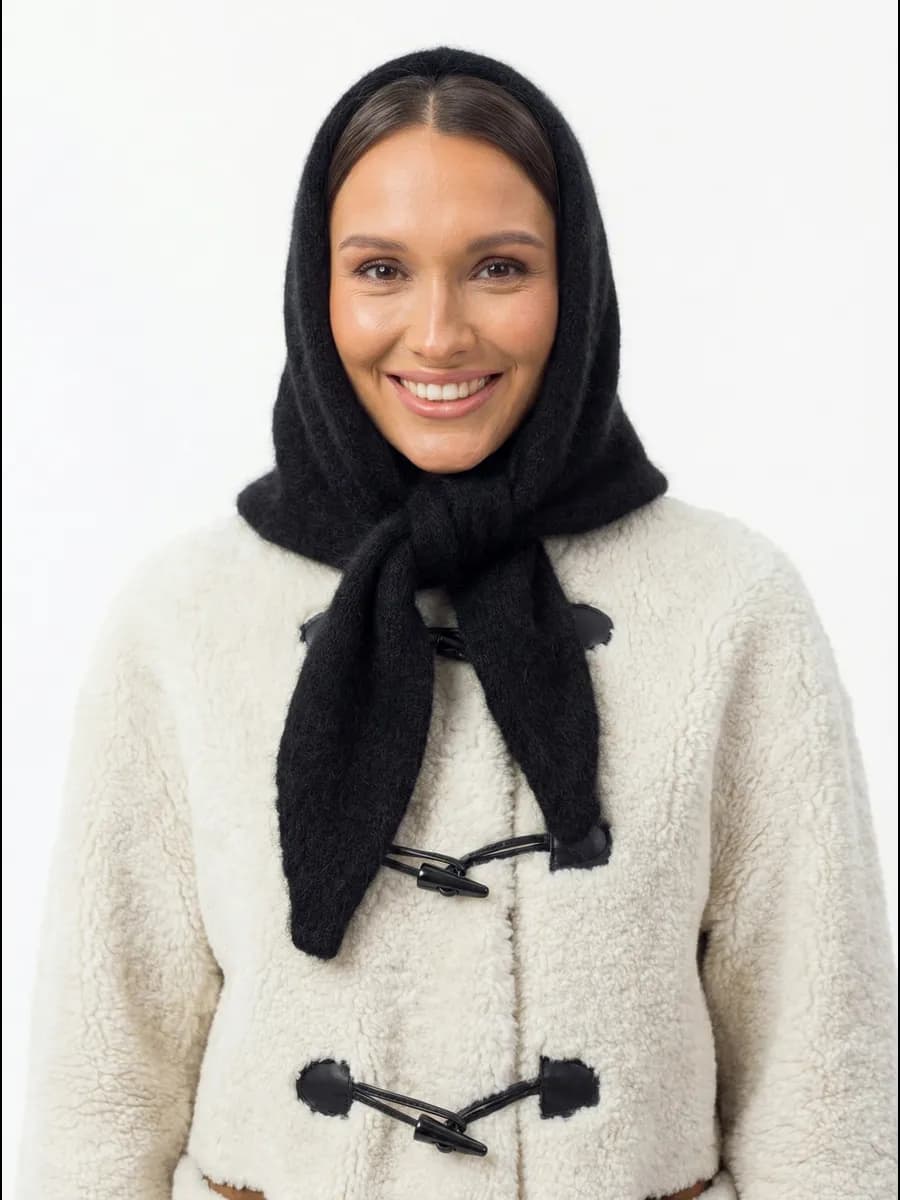 Платок на голову косынка вязаная из ангоры палантин