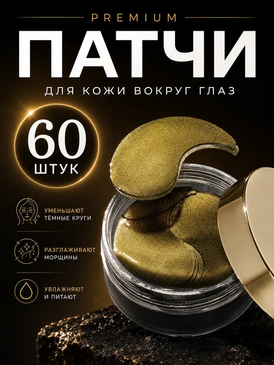 Патчи для глаз от отеков, мешков и темных кругов гидрогелевы…