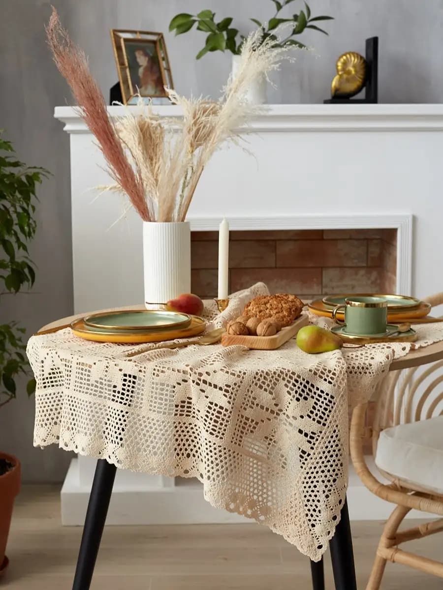 Скатерть на стол 85х85см ажурная - фото 1