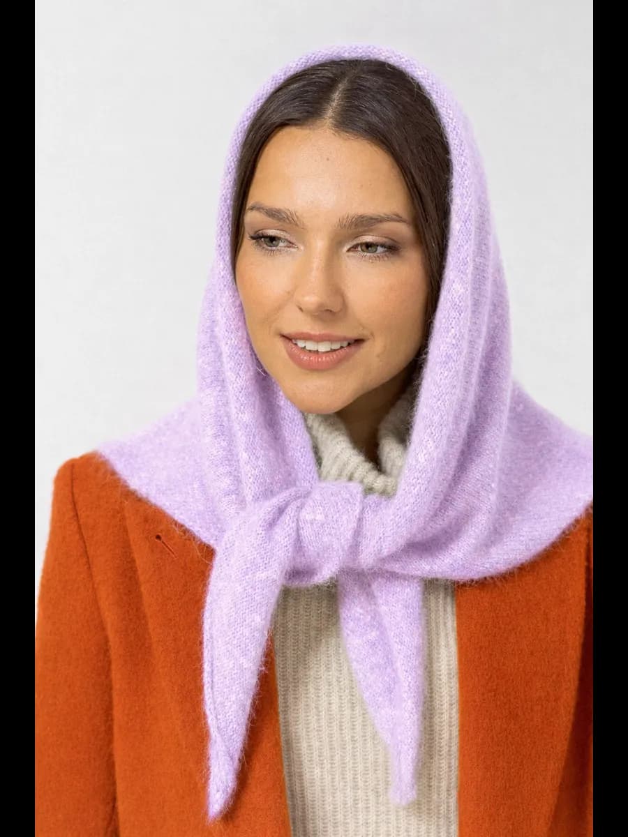 Платок на голову косынка вязаная из ангоры палантин