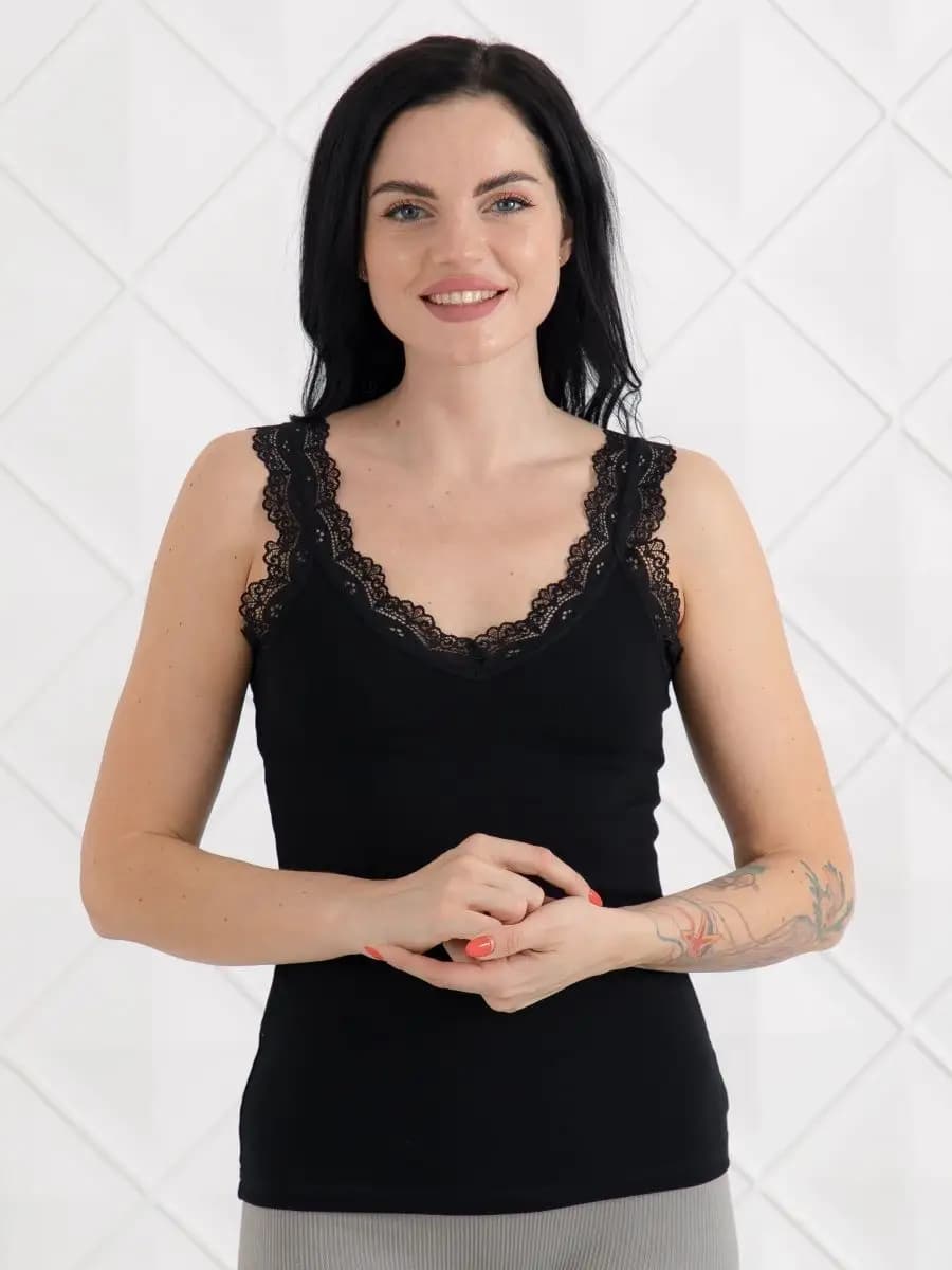 Майка бельевая с кружевом повседневная