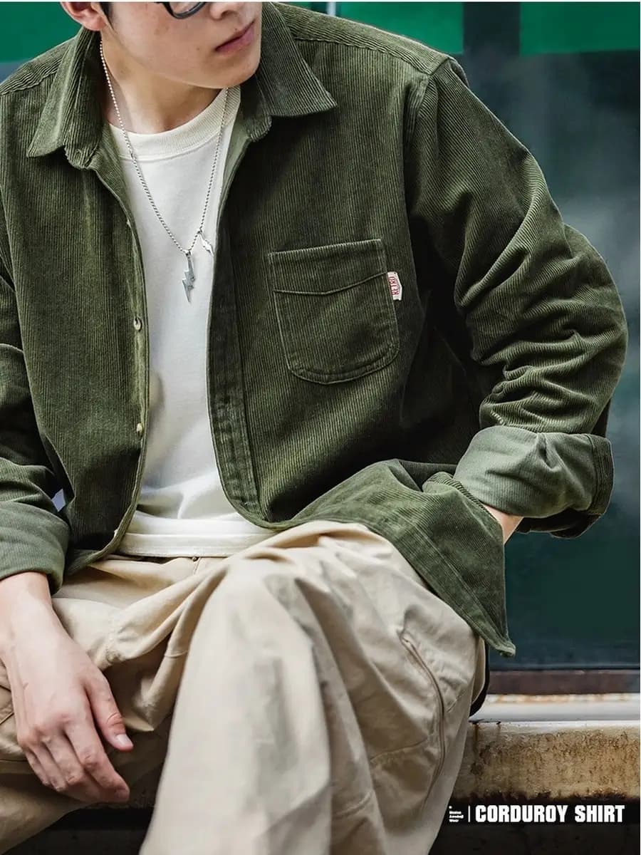 Рубашка вельветовая базовая с длинным рукавом