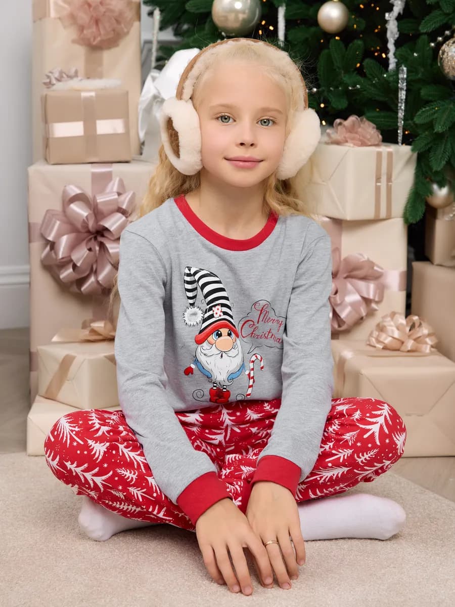 Пижама новогодняя с брюками и лонгсливом 2026 - фото 1