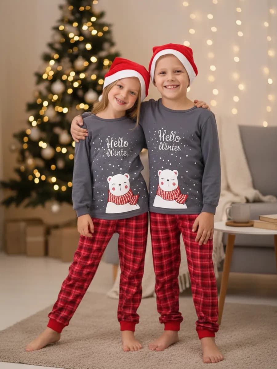 Новогодняя пижама детская домашний комплект со штанами