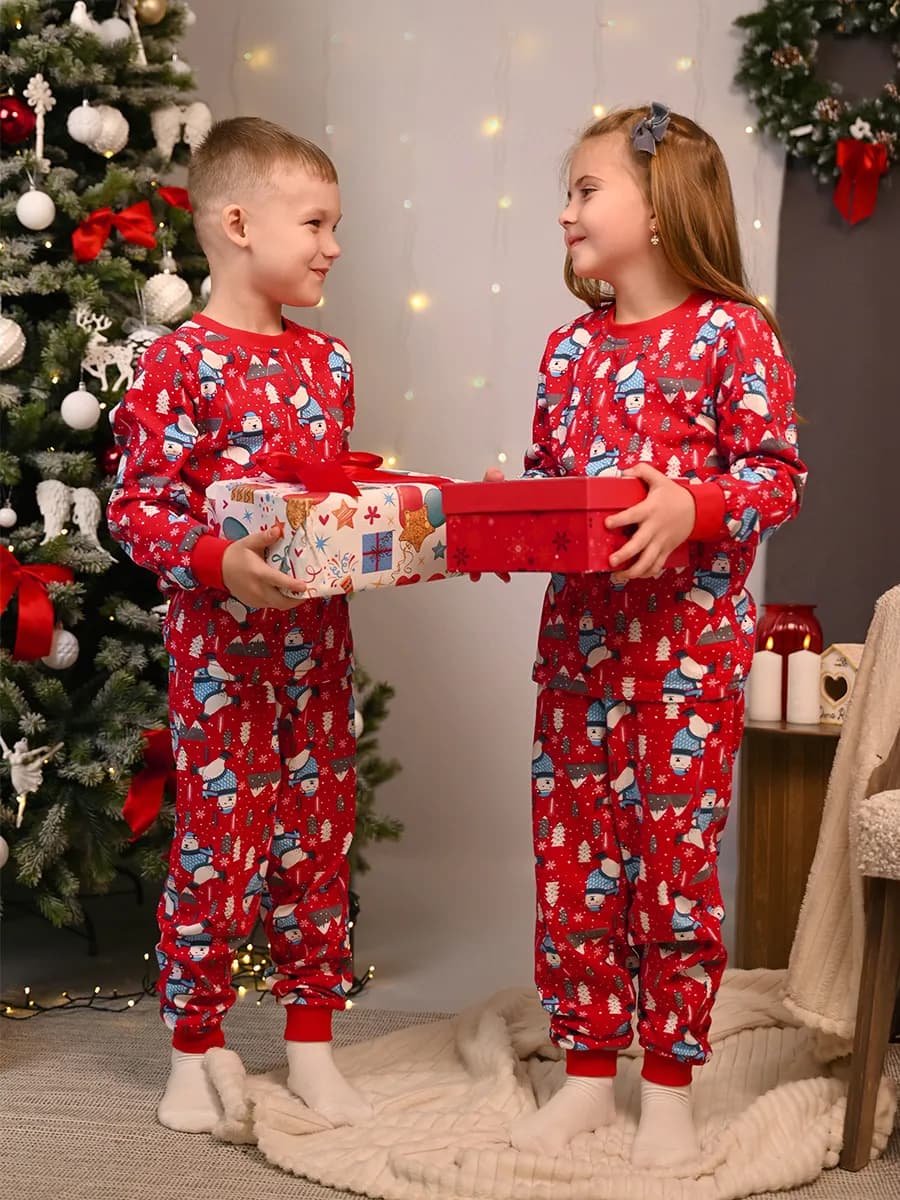 Пижама с брюками детская новогодняя хлопковая