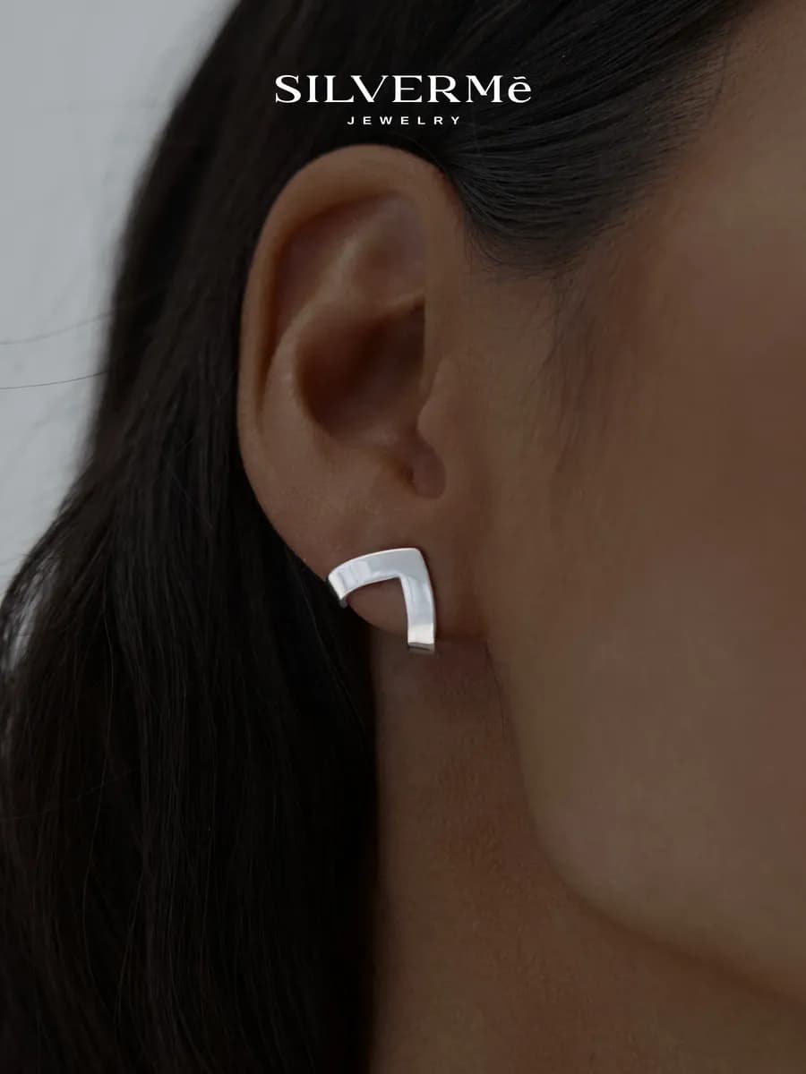 Серьги серебро 925 гвоздики пусеты серебряные большие - фото 1