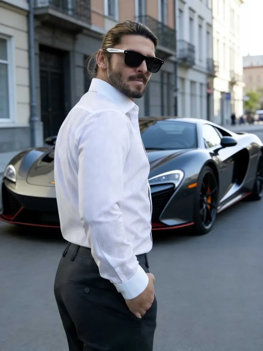 Рубашка белая с длинным рукавом