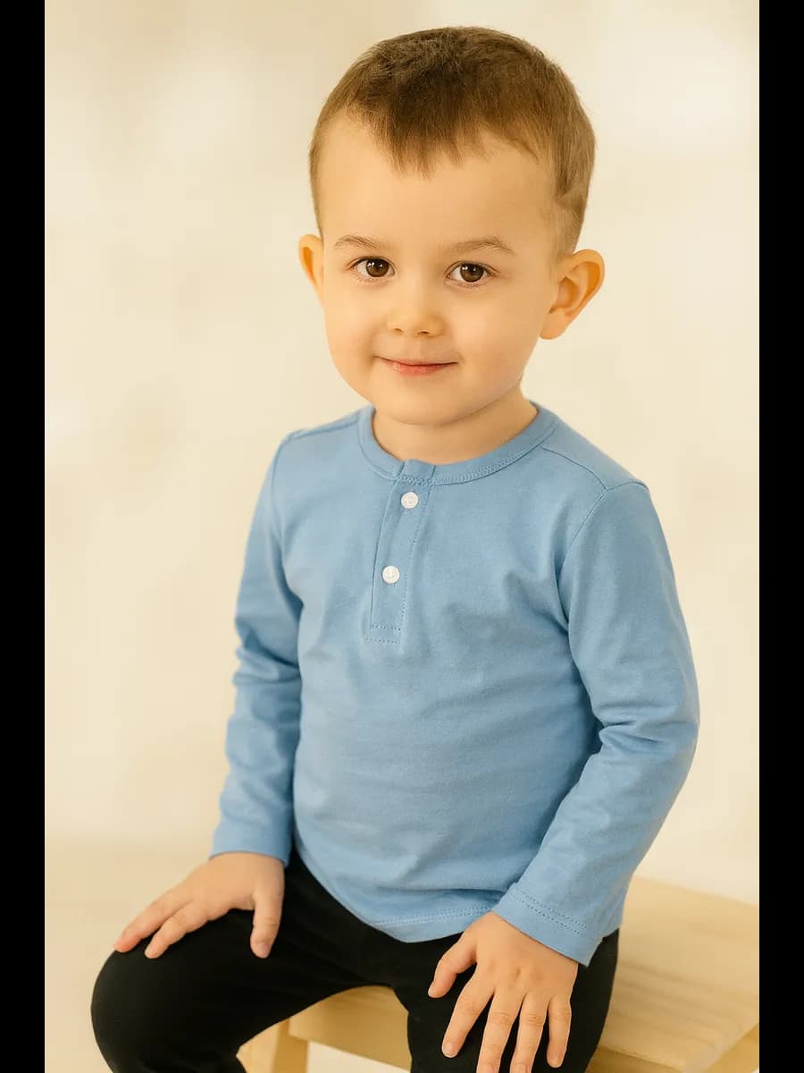 Лонгслив базовый детский на пуговицах