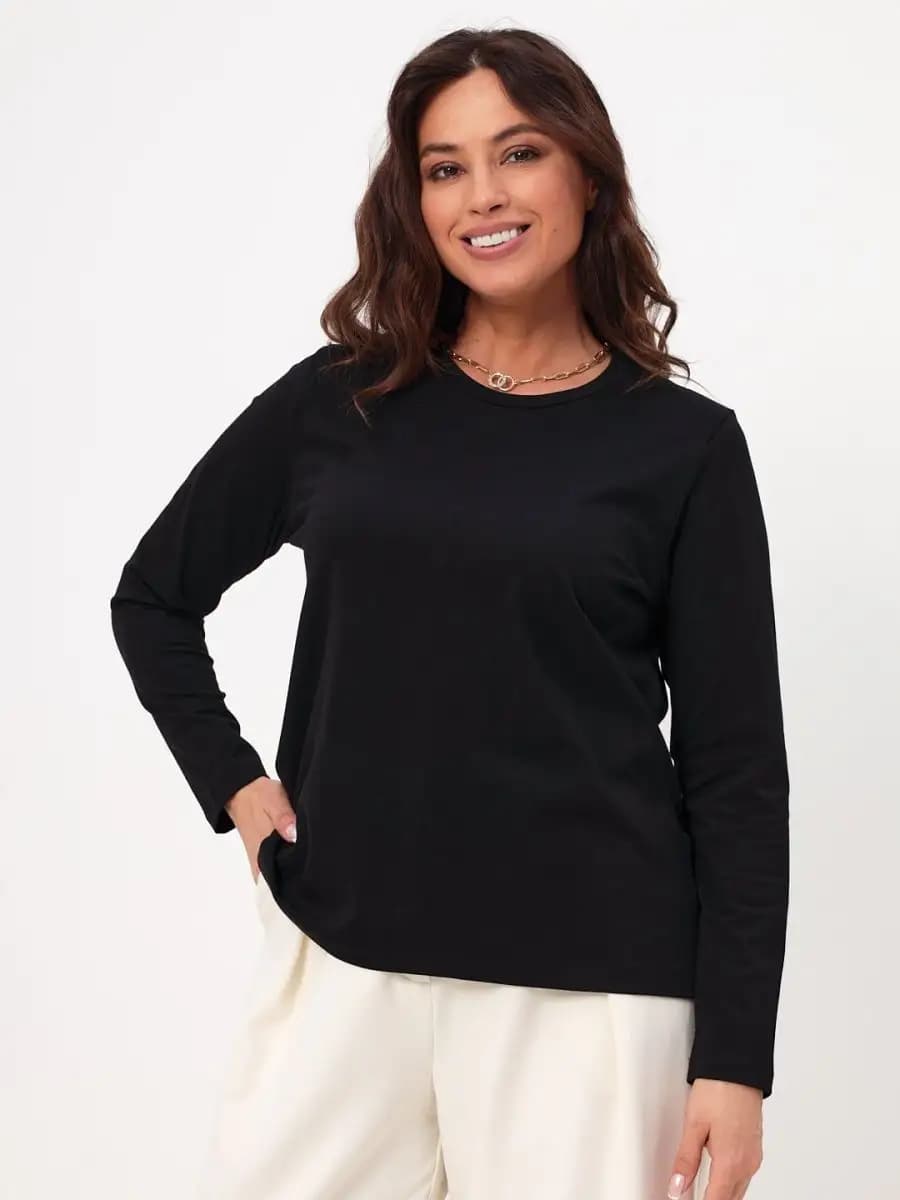 Лонгслив оверсайз базовый однотонный больших размеров хлопок