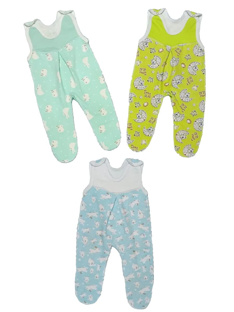 Ползунки теплые на лямках для новорожденных набор 3 штуки