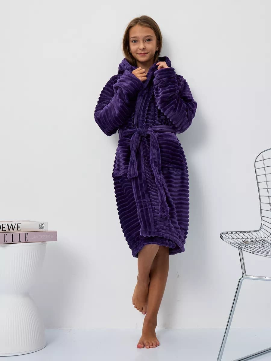 Махровый халат с капюшоном теплый