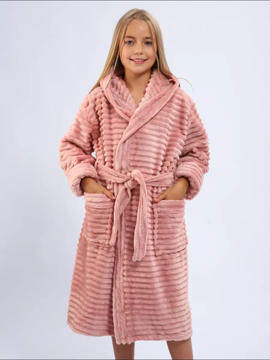 Махровый халат с капюшоном теплый