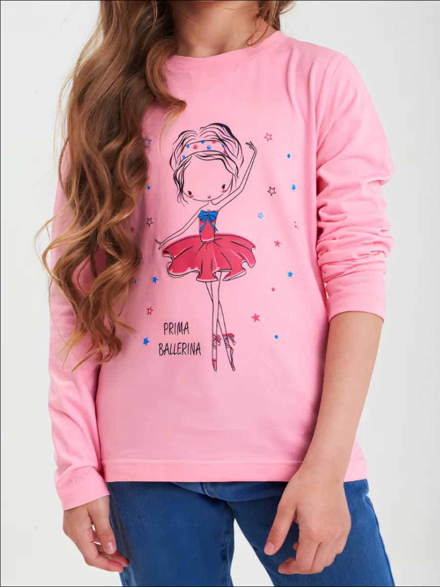 Лонгслив для девочки с принтом