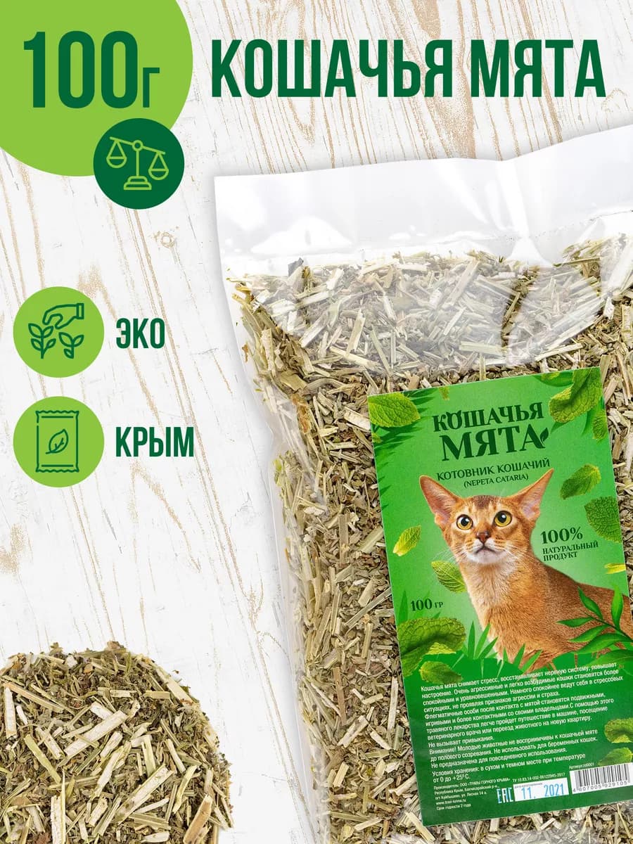 Кошачья мята сухая товары для животных 100 гр