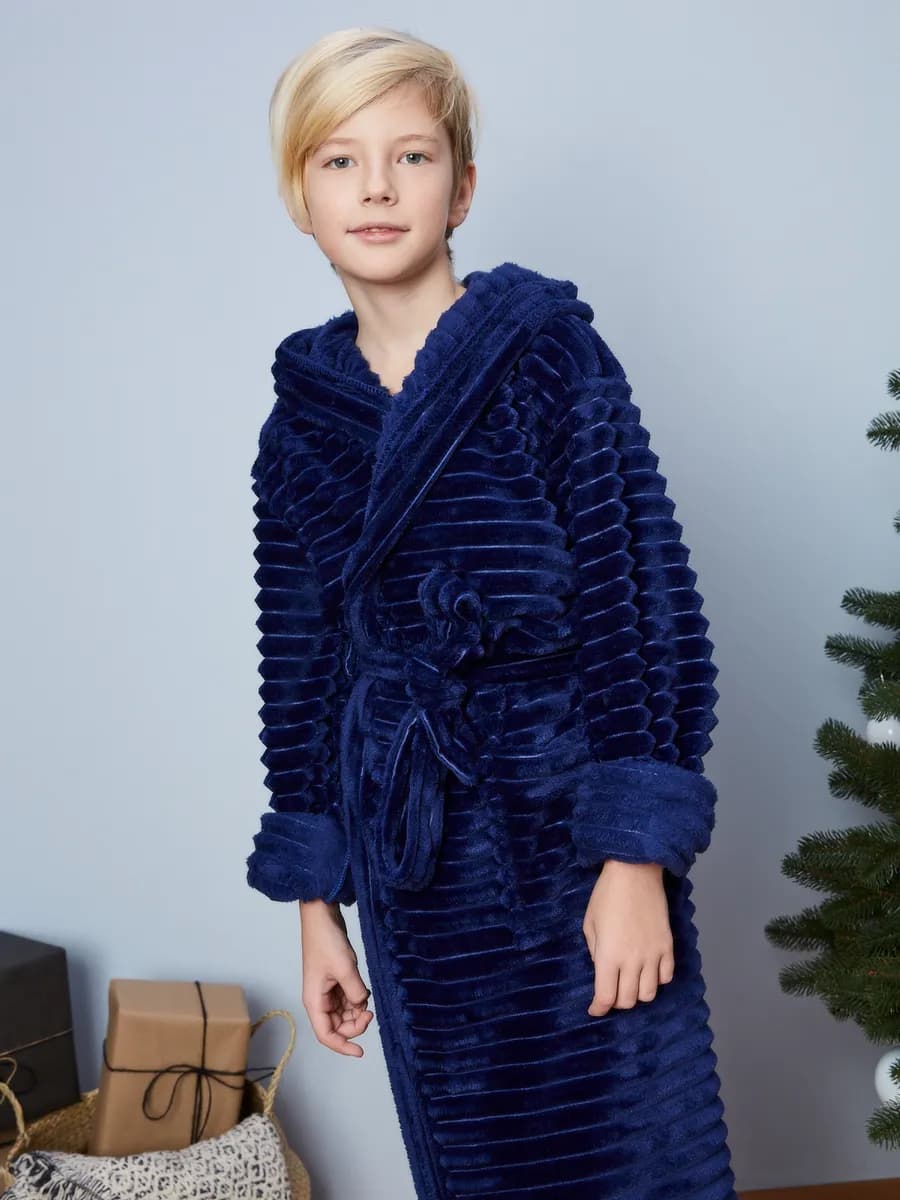 Подростковый халат теплый с капюшоном - фото 1