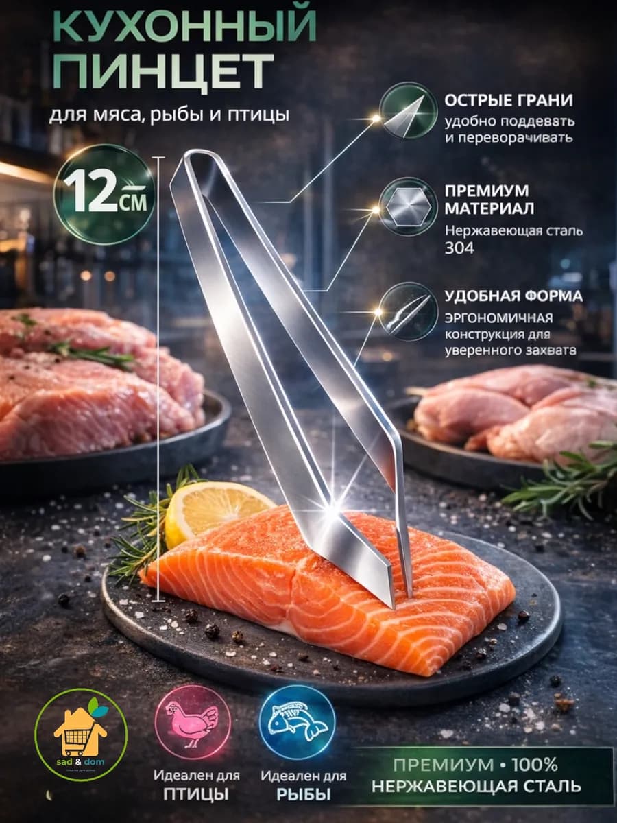 Пинцет для рыбы рыбных костей кухонный щипцы кулинарные