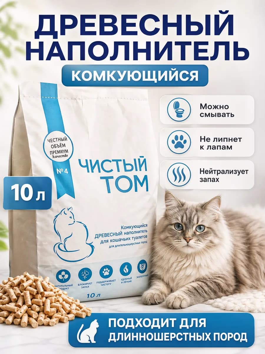 Наполнитель для кошачьего туалета древесный комкующийся