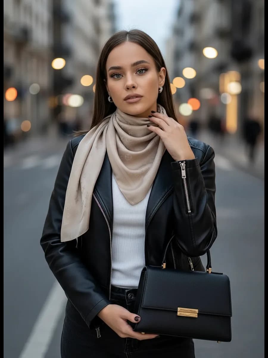 Шелковый платок на голову и шею, подходит для храма - фото 1