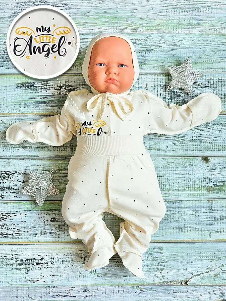Боди комплект c ползунками и чепчиком для новорожденных