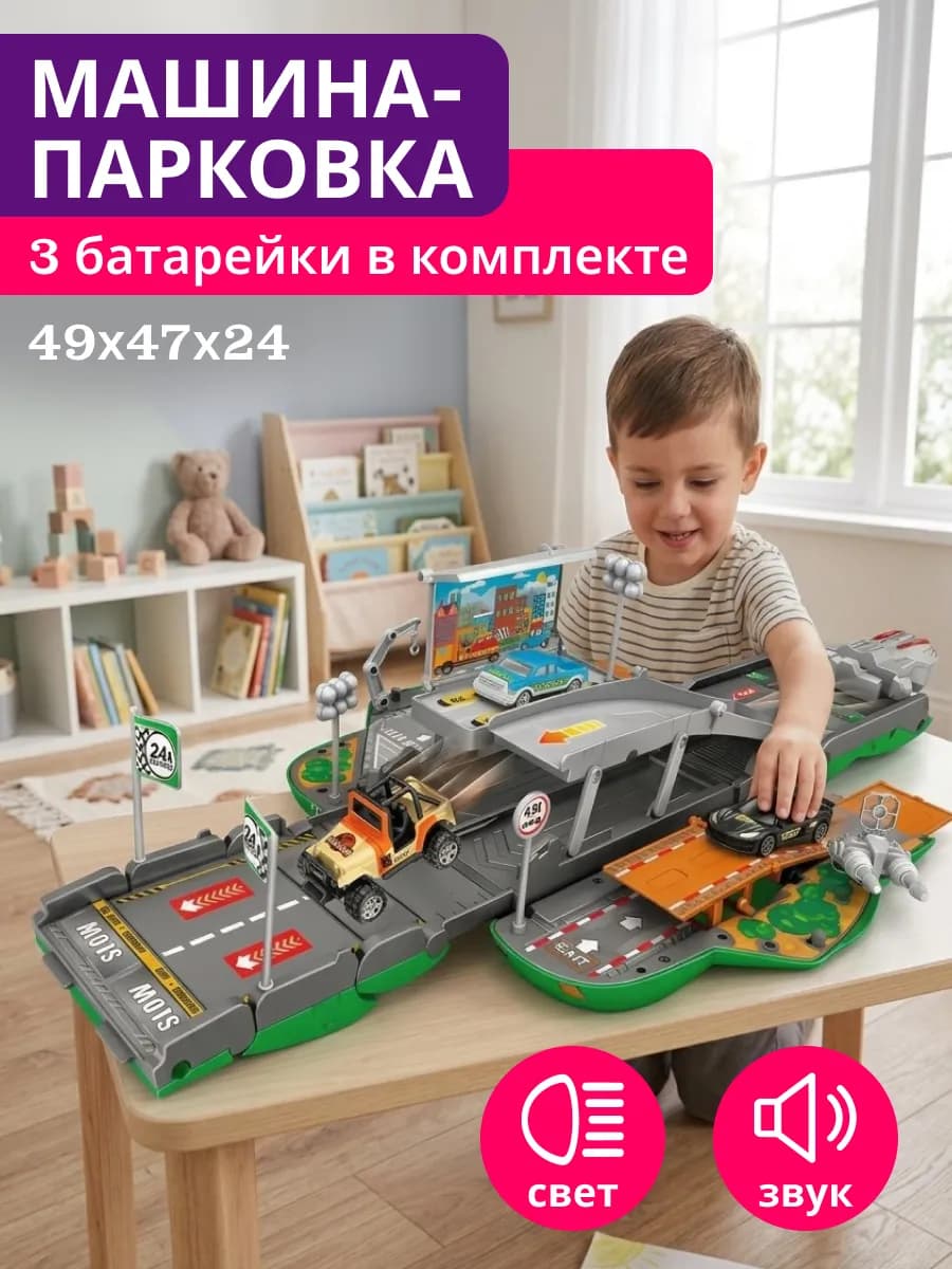 Игровой набор парковка с машинками детский гараж