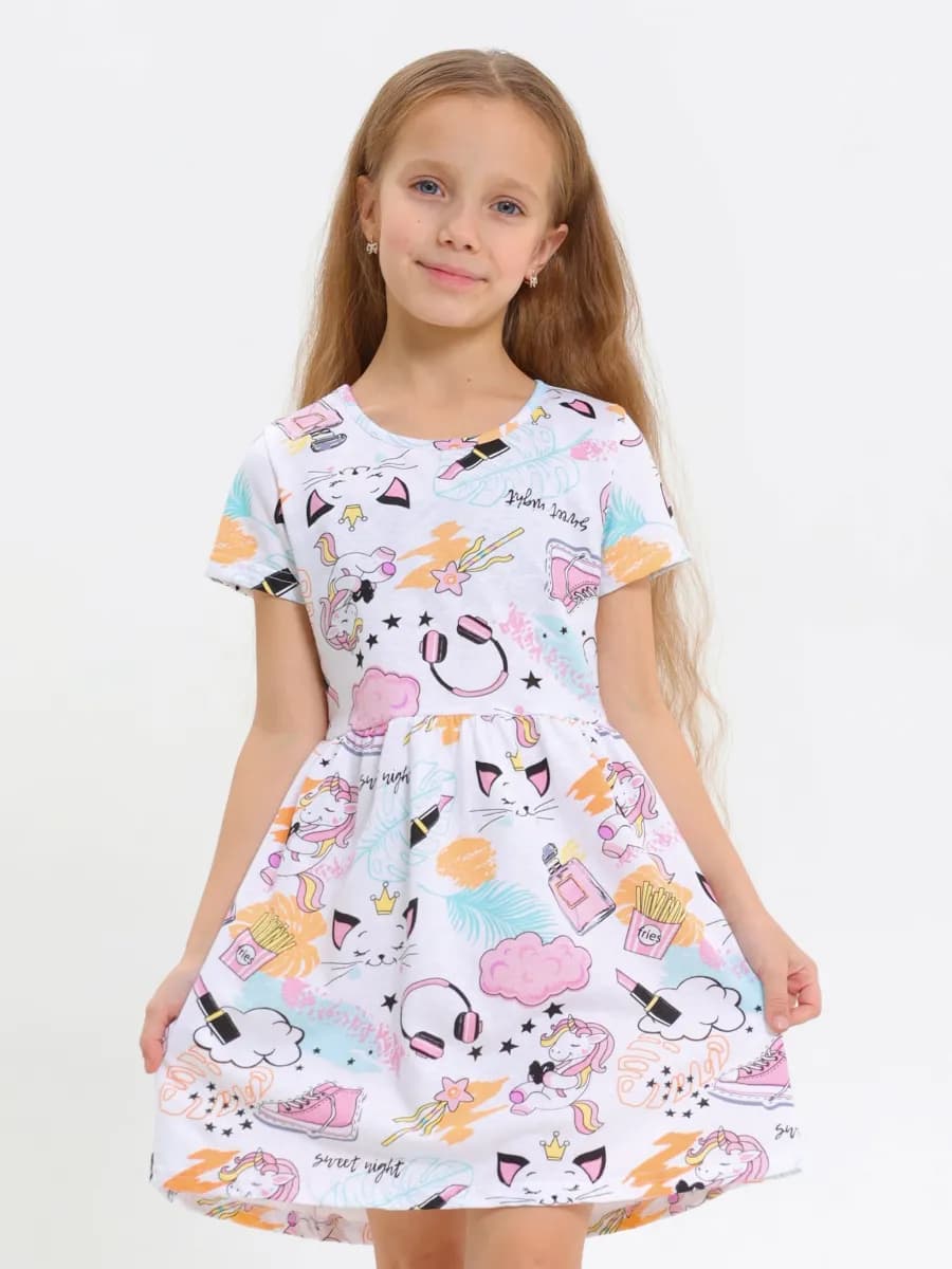 Трикотажное платье в садик