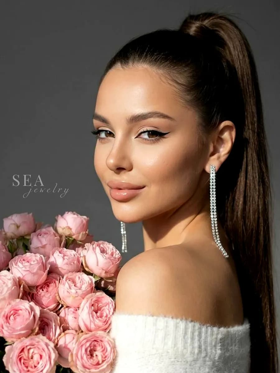 Серьги бижутерия длинные висячие гвоздики