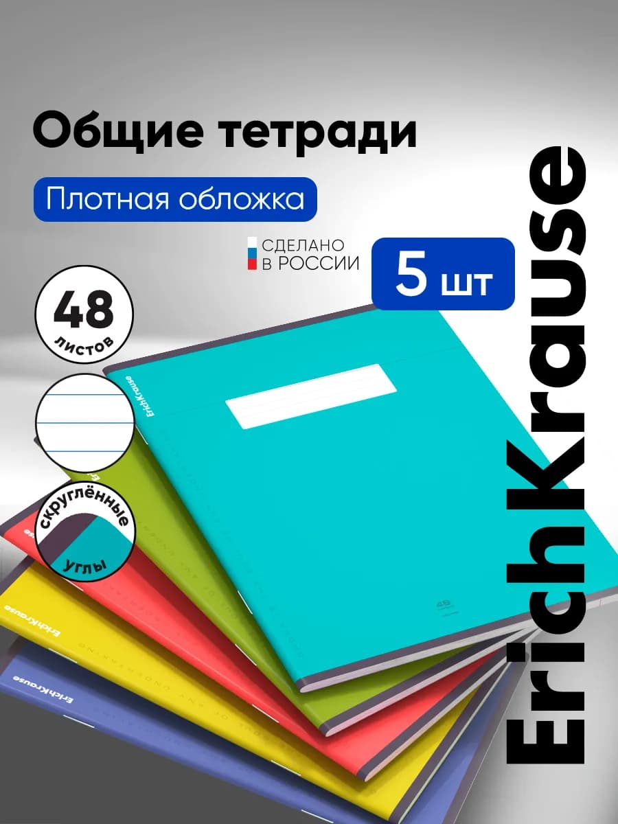 Общие тетради в линейку 48 листов 5 штук
