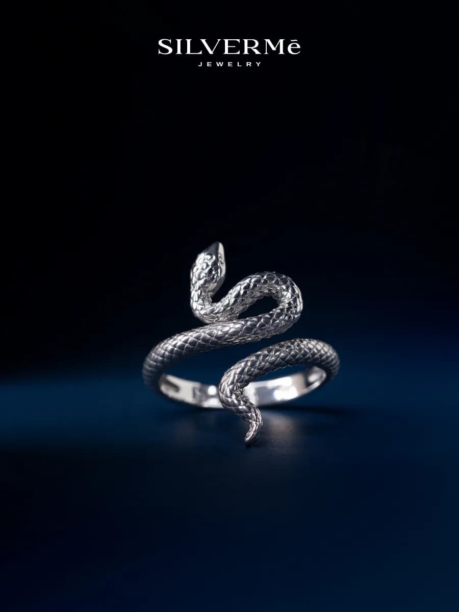 Кольцо змея серебро 925