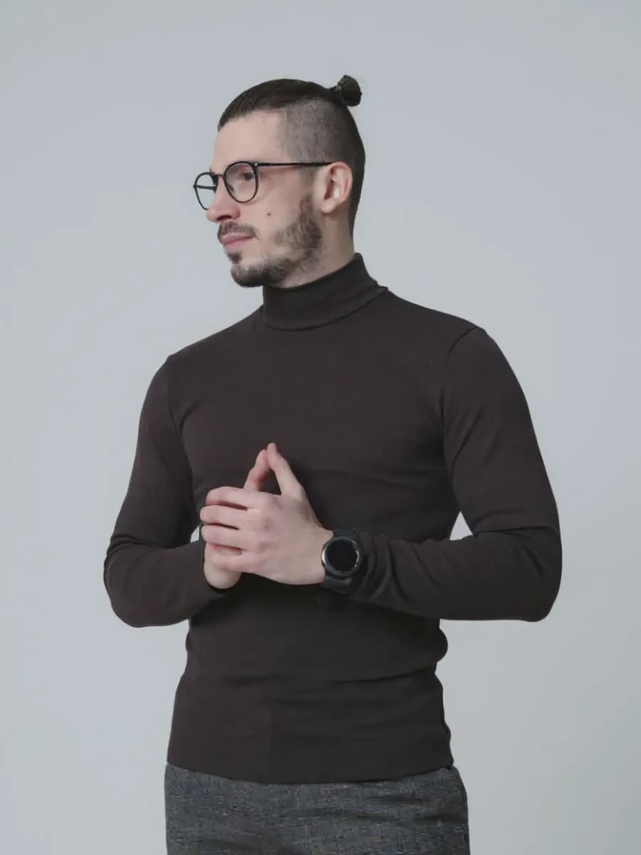 Водолазка тонкая с длинным рукавом хлопок