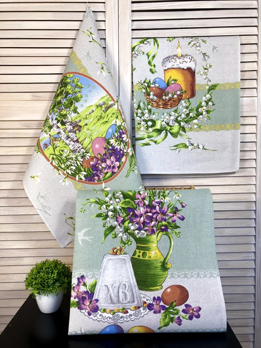 Полотенце пасхальное кухонное набор 3 шт