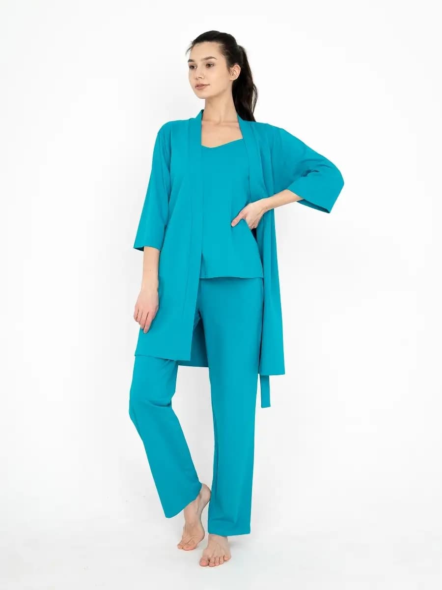 Пижама тройка халат со штанами