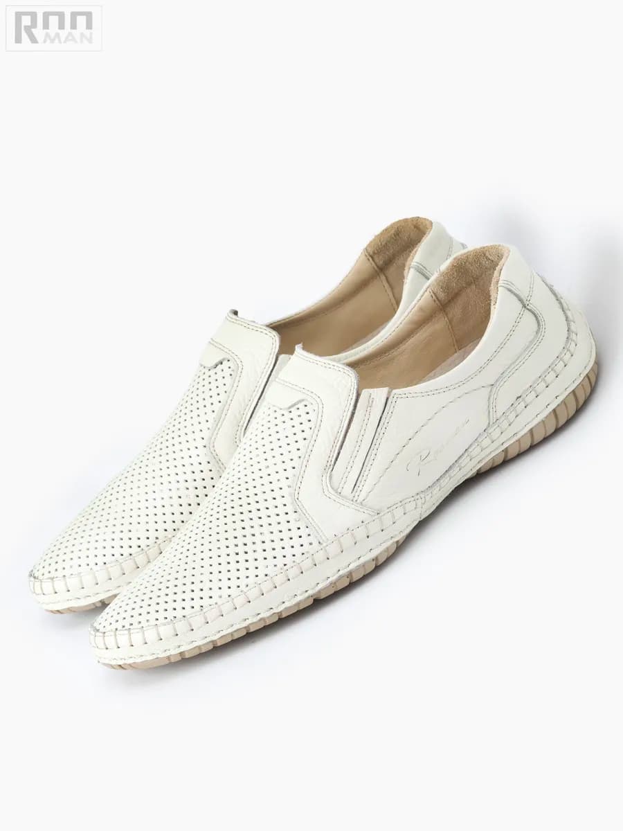 Мокасины летние кожаные с перфорацией