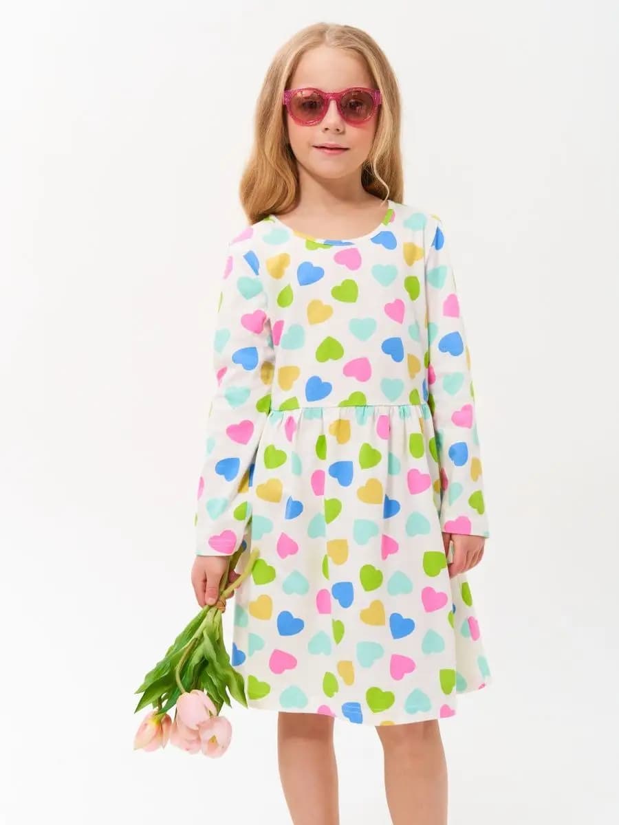 Платье для девочки с длинным рукавом в сад и прогулки