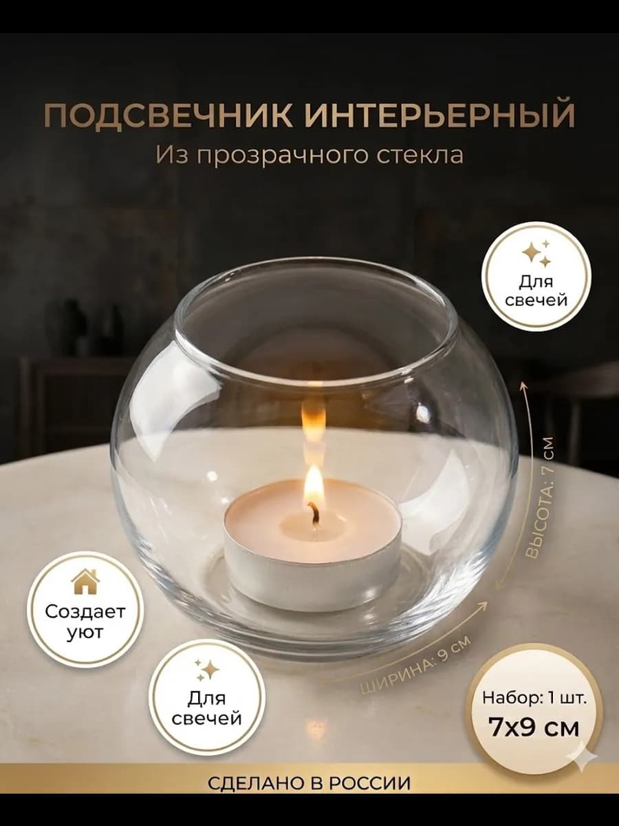 Подсвечник для свечей стеклянный