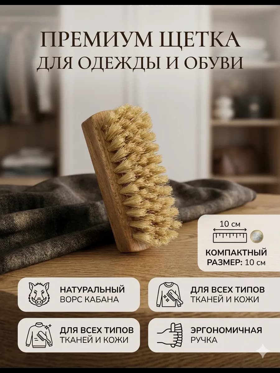 Щетка для одежды и обуви 10 см