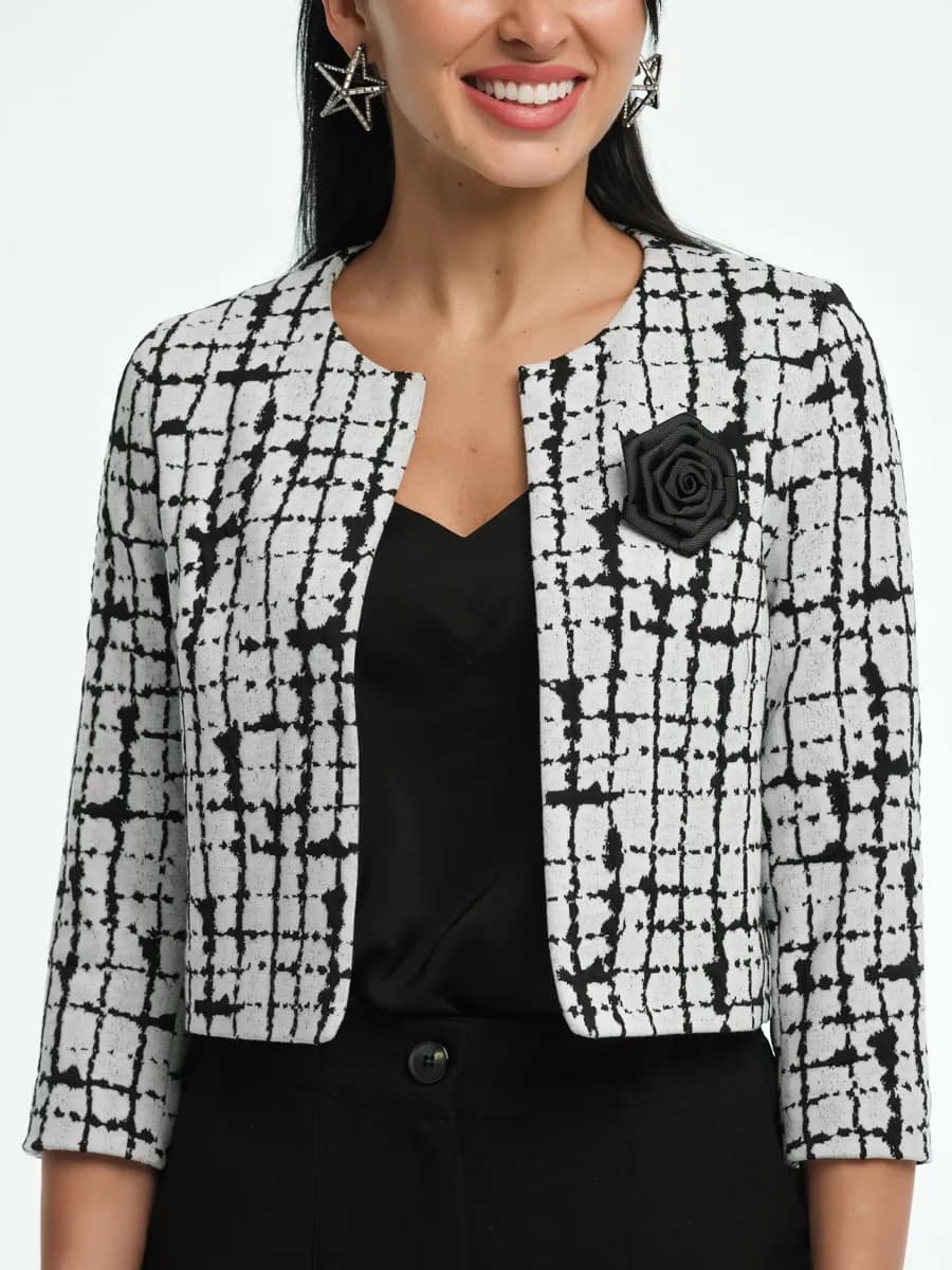 Жакет укороченный твидовый пиджак